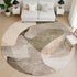 8' Taupe And Beige Abstract Washable Round Rug With UV Protection