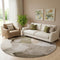 8' Taupe And Beige Abstract Washable Round Rug With UV Protection