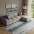 8' X 10' Blue And Charcoal Abstract Washable Area Rug With UV Protection