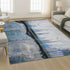 9' X 12' Blue And Charcoal Abstract Washable Area Rug With UV Protection