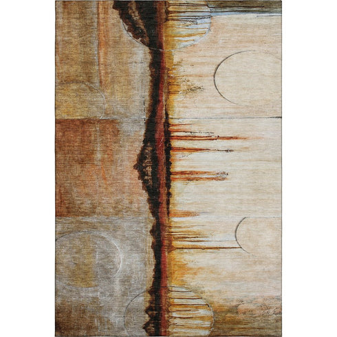 5' X 8' Rust And Charcoal Abstract Washable Area Rug With UV Protection