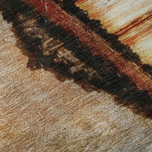 5' X 8' Rust And Charcoal Abstract Washable Area Rug With UV Protection