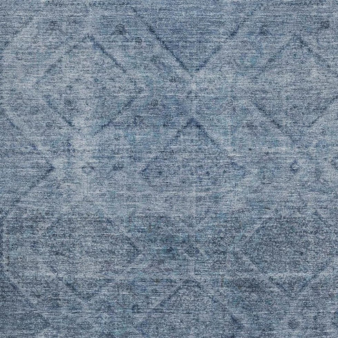 5' X 8' Blue And Gray Geometric Washable Area Rug With UV Protection