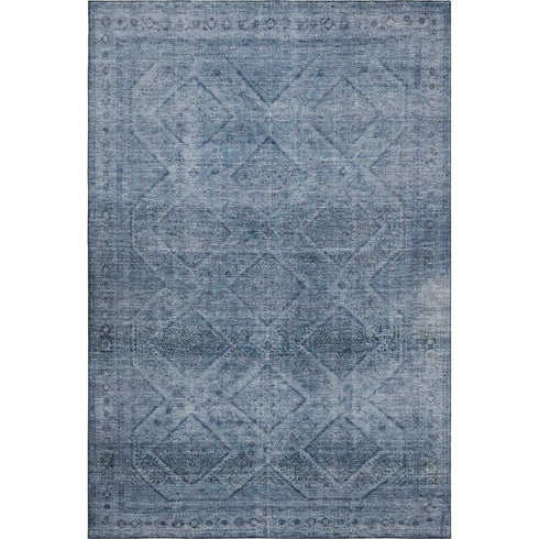 8' X 10' Blue And Gray Geometric Washable Area Rug With UV Protection