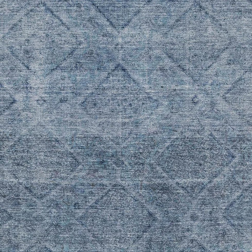 8' X 10' Blue And Gray Geometric Washable Area Rug With UV Protection