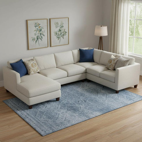 8' X 10' Blue And Gray Geometric Washable Area Rug With UV Protection