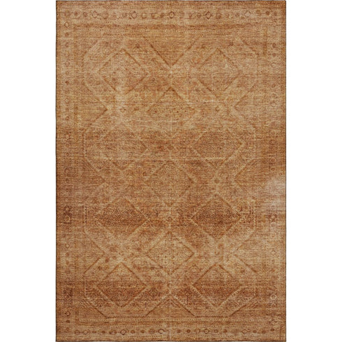 8' X 10' Copper And Rust Geometric Washable Area Rug With UV Protection