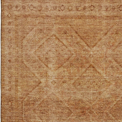 8' X 10' Copper And Rust Geometric Washable Area Rug With UV Protection