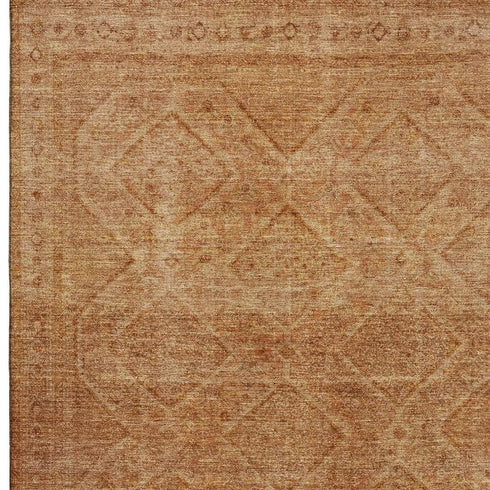 8' X 10' Copper And Rust Geometric Washable Area Rug With UV Protection