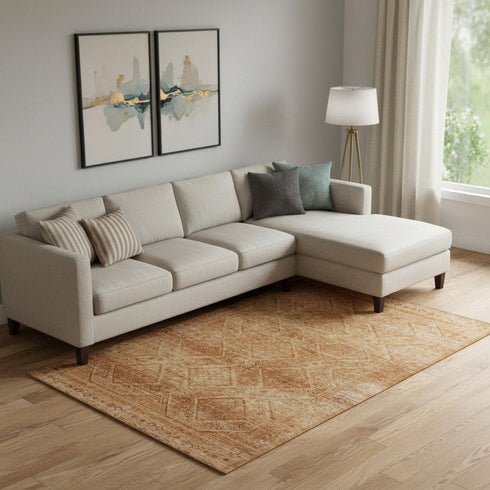 8' X 10' Copper And Rust Geometric Washable Area Rug With UV Protection