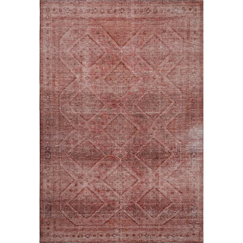 8' X 10' Pink And Mauve Geometric Washable Area Rug With UV Protection