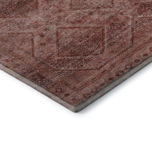 8' X 10' Pink And Mauve Geometric Washable Area Rug With UV Protection