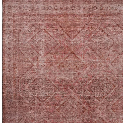 8' X 10' Pink And Mauve Geometric Washable Area Rug With UV Protection