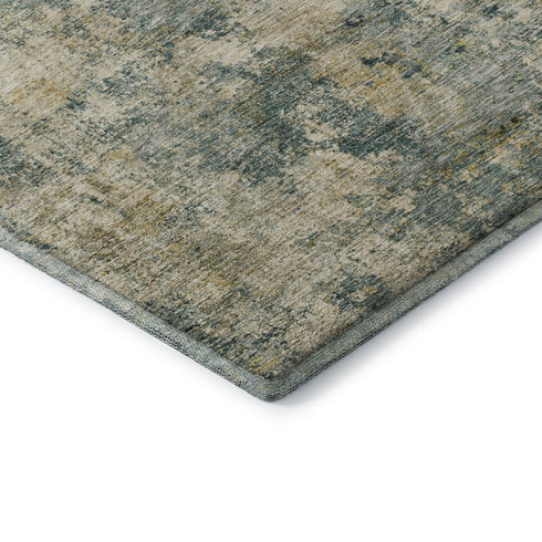 9' X 12' Sage And Beige Abstract Washable Area Rug With UV Protection