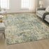 9' X 12' Sage And Beige Abstract Washable Area Rug With UV Protection