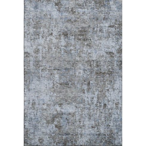5' X 8' Blue And Taupe Abstract Washable Area Rug With UV Protection