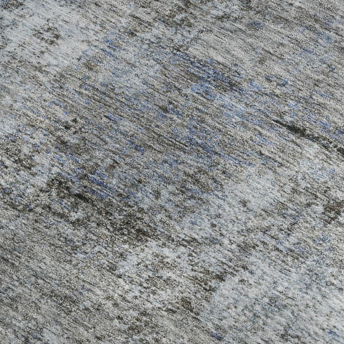 5' X 8' Blue And Taupe Abstract Washable Area Rug With UV Protection