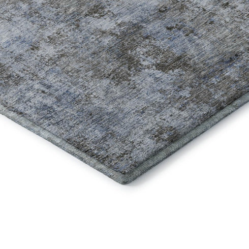 5' X 8' Blue And Taupe Abstract Washable Area Rug With UV Protection