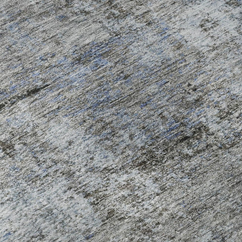 5' X 8' Blue And Taupe Abstract Washable Area Rug With UV Protection