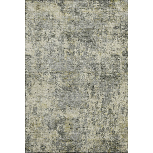 5' X 8' Pewter And Beige Abstract Washable Area Rug With UV Protection