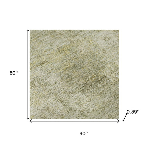 5' X 8' Sage And Beige Abstract Washable Area Rug With UV Protection