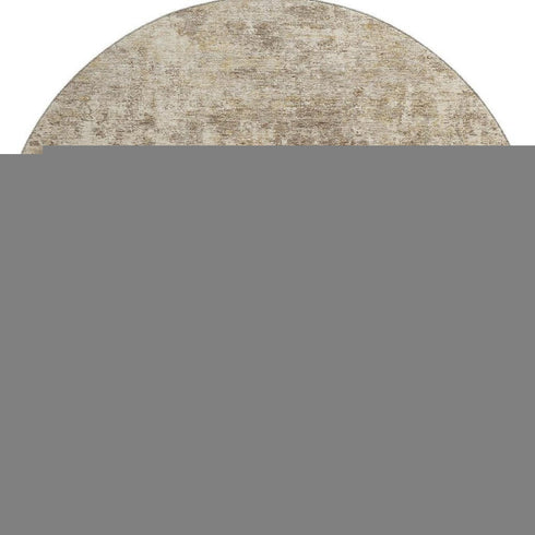 8' Taupe And Beige Abstract Washable Round Rug With UV Protection