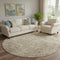 8' Taupe And Beige Abstract Washable Round Rug With UV Protection