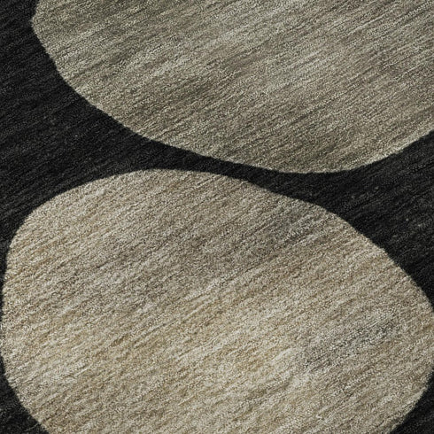 5' X 8' Black And Taupe Geometric Washable Area Rug With UV Protection