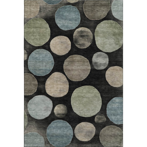 8' X 10' Black And Taupe Geometric Washable Area Rug With UV Protection
