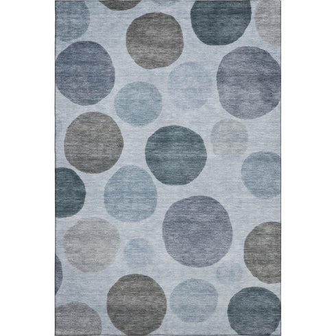 5' X 8' Blue And Gray Geometric Washable Area Rug With UV Protection