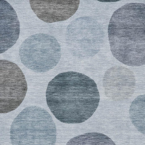 5' X 8' Blue And Gray Geometric Washable Area Rug With UV Protection
