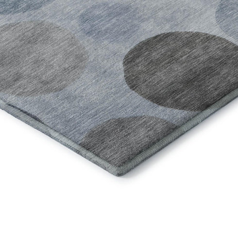 5' X 8' Blue And Gray Geometric Washable Area Rug With UV Protection