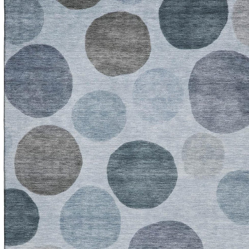 5' X 8' Blue And Gray Geometric Washable Area Rug With UV Protection