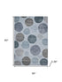 5' X 8' Blue And Gray Geometric Washable Area Rug With UV Protection