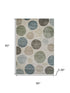 5' X 8' Khaki And Teal Geometric Washable Area Rug With UV Protection