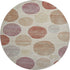 8' Salmon And Ivory Geometric Washable Round Rug With UV Protection