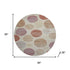 8' Salmon And Ivory Geometric Washable Round Rug With UV Protection