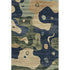 5' X 8' Navy Blue And Beige Abstract Washable Area Rug With UV Protection