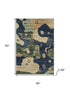 5' X 8' Navy Blue And Beige Abstract Washable Area Rug With UV Protection