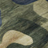 8' Navy Blue And Beige Abstract Washable Round Rug With UV Protection