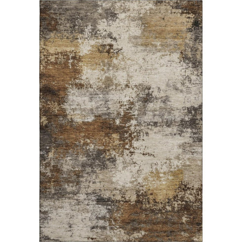 5' X 8' Brown And Beige Abstract Washable Area Rug With UV Protection
