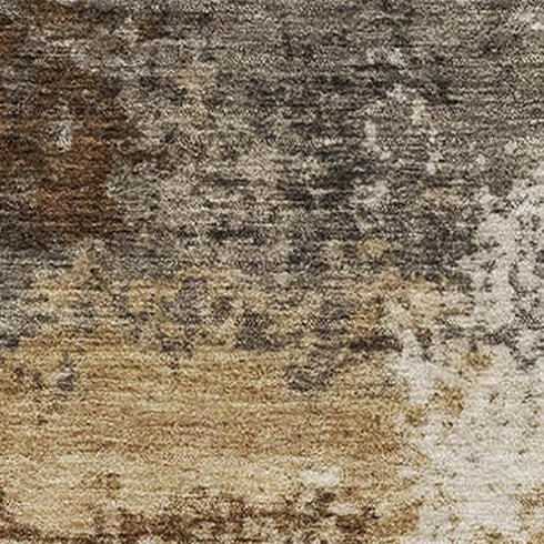 5' X 8' Brown And Beige Abstract Washable Area Rug With UV Protection