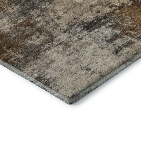 5' X 8' Brown And Beige Abstract Washable Area Rug With UV Protection