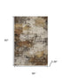 5' X 8' Brown And Beige Abstract Washable Area Rug With UV Protection