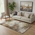 5' X 8' Brown And Beige Abstract Washable Area Rug With UV Protection