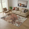 5' X 8' Rust And Beige Abstract Washable Area Rug With UV Protection