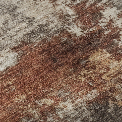5' X 8' Rust And Beige Abstract Washable Area Rug With UV Protection
