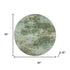 8' Sage And Fern Green Abstract Washable Round Rug With UV Protection