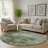 8' Sage And Fern Green Abstract Washable Round Rug With UV Protection