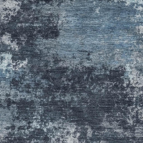 5' X 8' Blue And Ivory Abstract Washable Area Rug With UV Protection